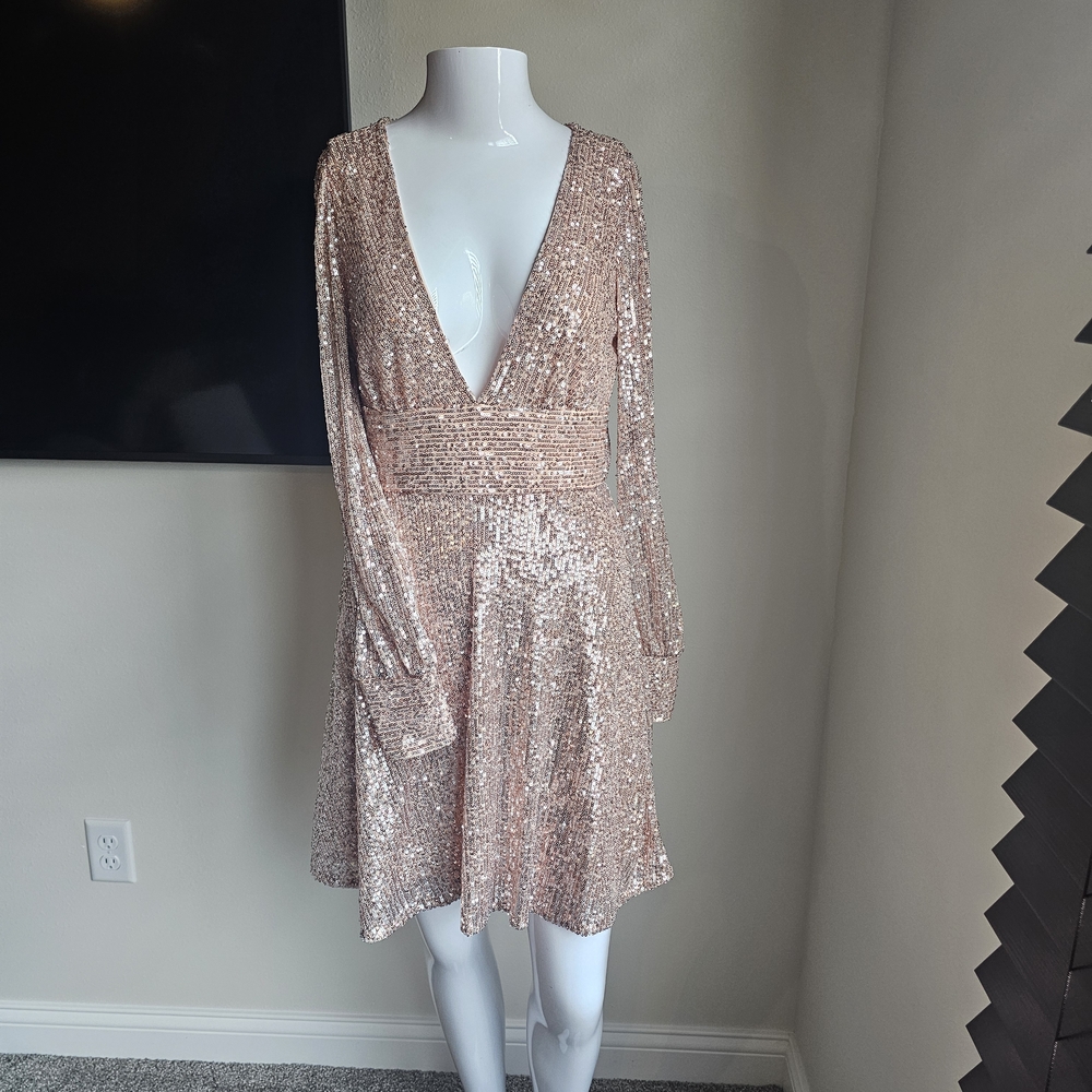 Elegant Sequin V-Neck Dress